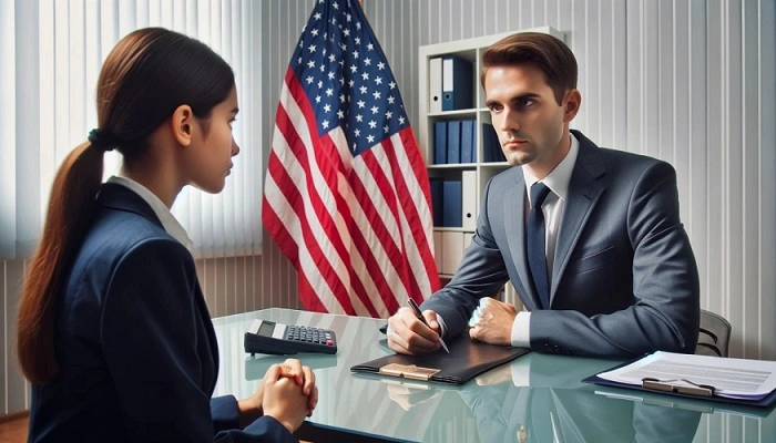 phỏng vấn visa tại lãnh sự quán – ứng viên đối diện viên chức lãnh sự