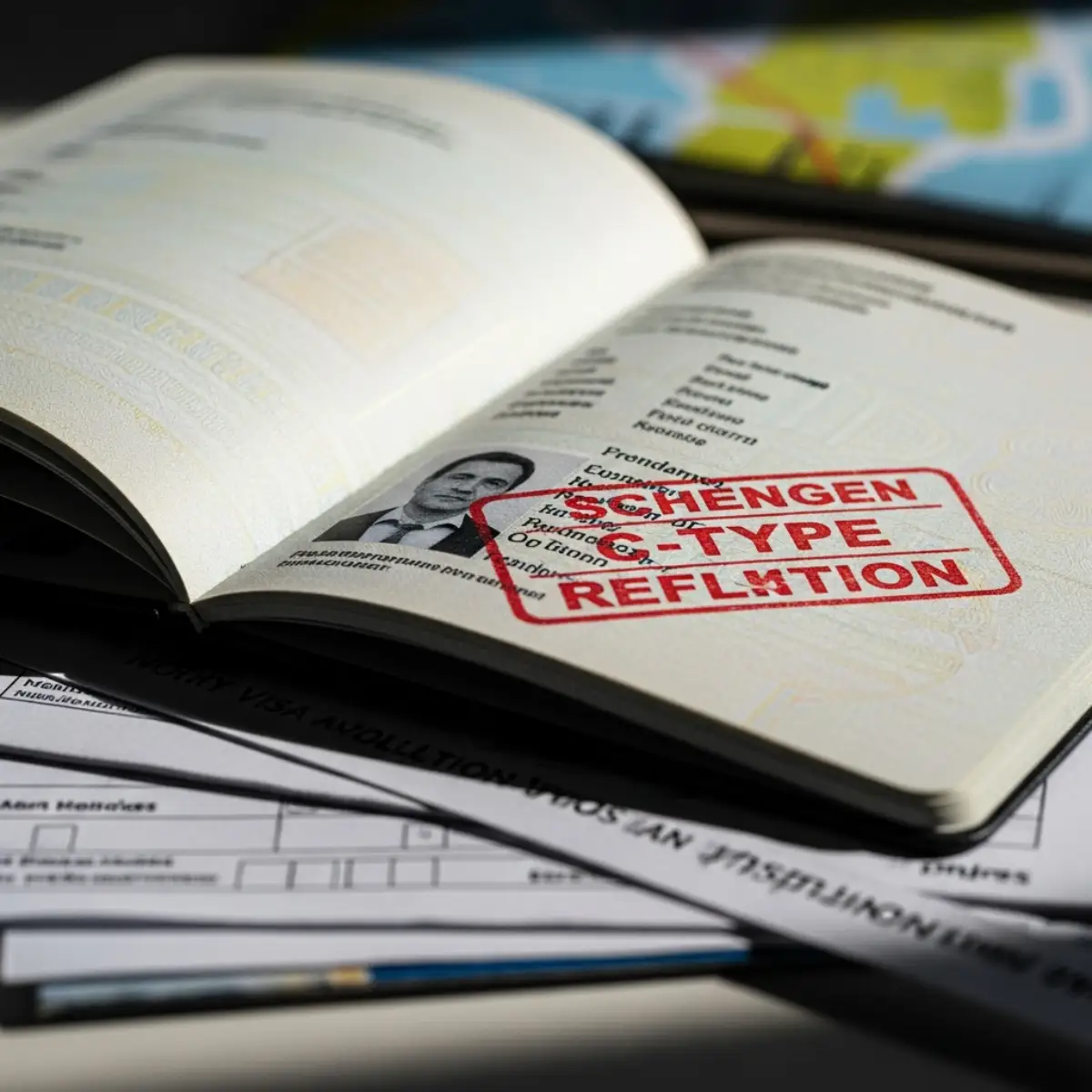 Dấu từ chối trên visa Schengen trên hộ chiếu