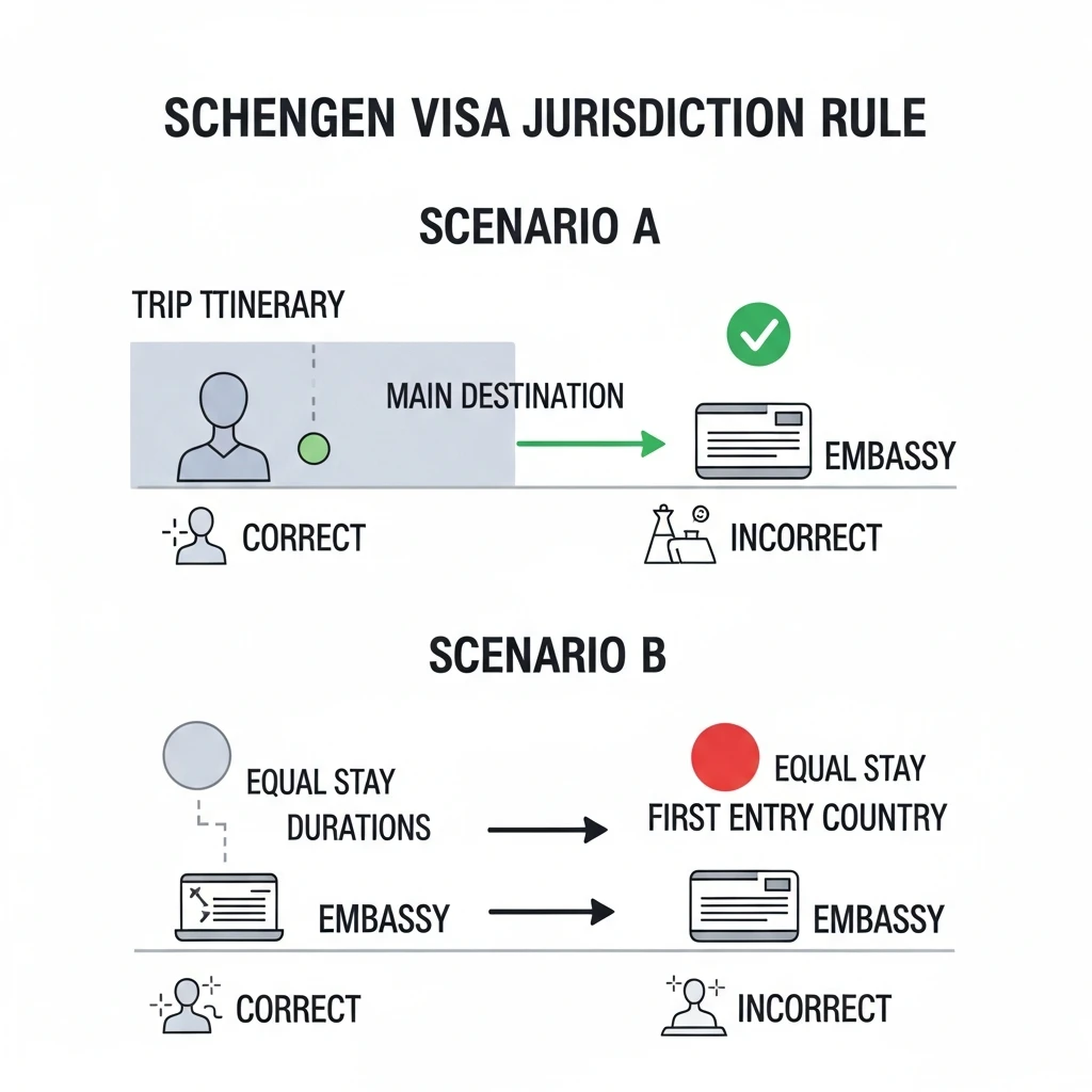 Quy tắc Thẩm quyền Visa Schengen, Jurisdiction Rule, chọn quốc gia nộp hồ sơ đúng