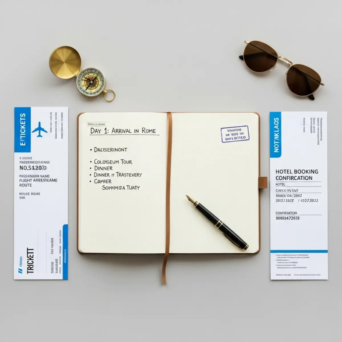 Lịch trình chi tiết và xác nhận vé máy bay, khách sạn