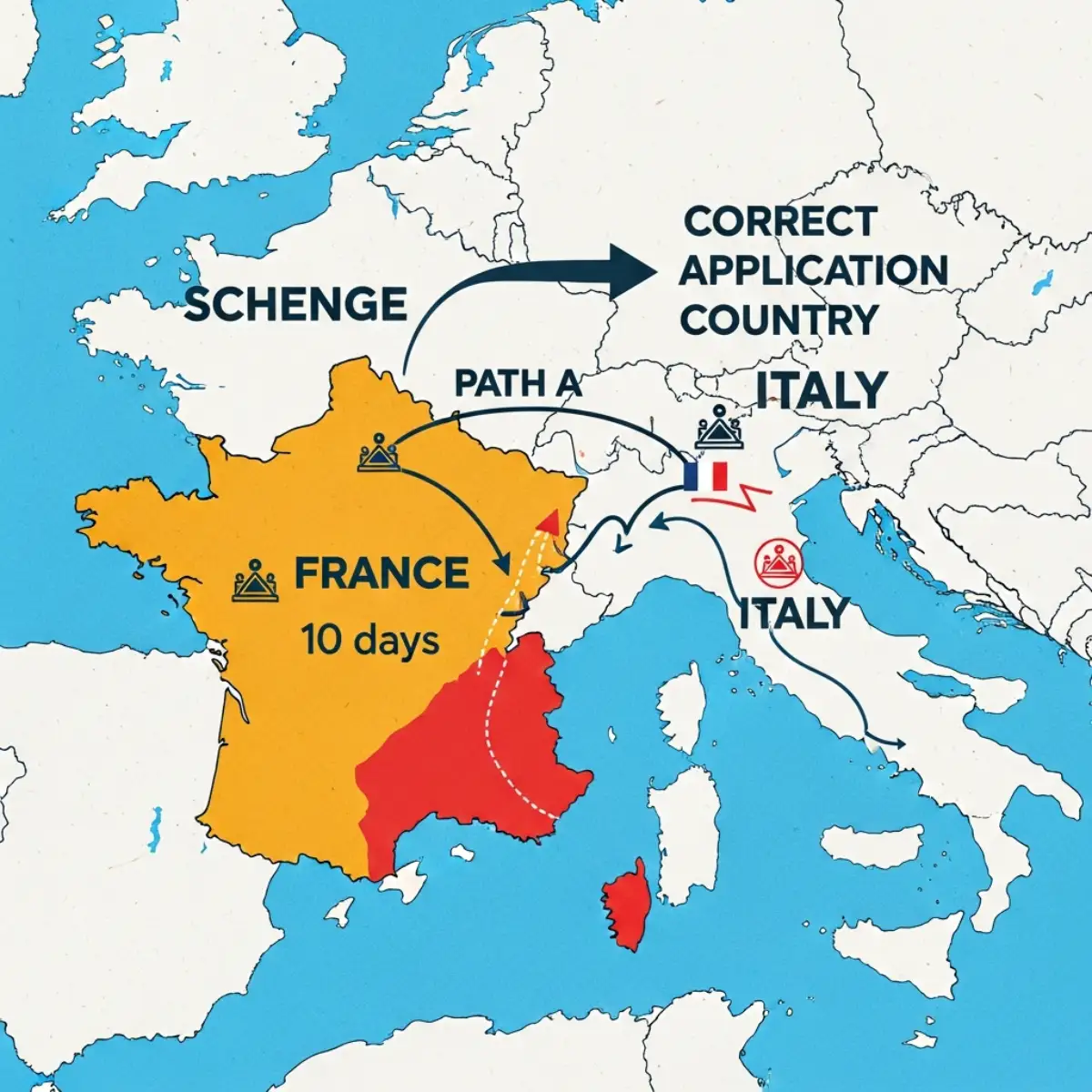 Bản đồ Schengen và Nguyên tắc quốc gia lưu trú chính (Rule of Major Stay) khi nộp hồ sơ visa.