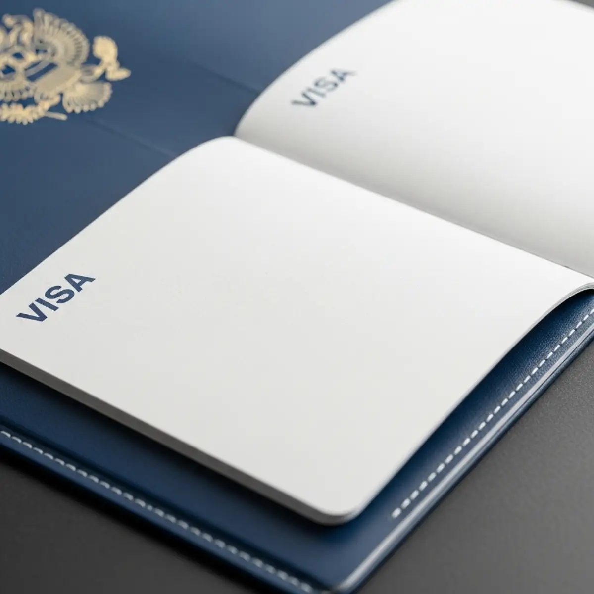 Một cuốn hộ chiếu mới toanh với các trang trống, không có dấu nhập cảnh.